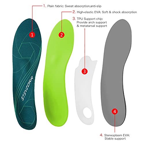 STSVZORR 220 lbs+ High Arch Support Insert Metatarsal Pad Pain Relief Men Women Plantar Fasciitis Insole Orthotic Flat Feet Heel Spur Comfort Standing All Day, Work Boots Shoe Insole