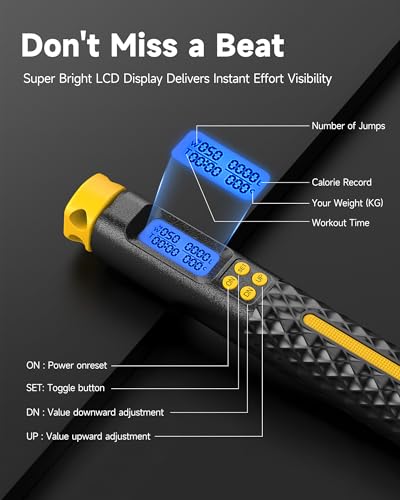 KINTHEA 2 in 1 Smart Jump Rope with Counter and LED Display, Cordless Jumping Rope with Counter for Women, Men, All Age, Adjustable Skipping Rope for Cardio Fitness in Limited Home Space & Outdoor