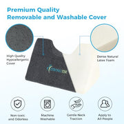 StrongTek Dual-Curve Cervical Pillow – Neck Traction Wedge for Pain Relief, Posture Correction & Stretching – Orthopedic Foam Pillow with Washable Cover