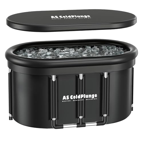 XXL Oval Ice Bath Tub for Cold Plunge, Portable Ice Pod with Lid, 148Gal Inflatable Cold Plunge Tub with 2 Drain Valves for Chiller Connection, Cold Therapy Recovery, Indoor Outdoor Use