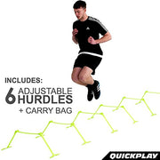 QUICKPLAY PRO Quick-Click Adjustable Speed Hurdles, Set of 6 | 3 Heights in One (6", 9", 12") | All-in-One Agility & Plyometric Training Hurdles | Patented, Portable & Durable