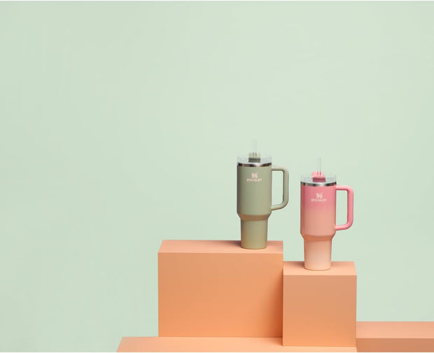 STANLEY Quencher H2.0 Tumbler with Handle and Straw 40 oz | Flowstate 3-Position Lid | Cup Holder Compatible for Travel | Insulated Stainless Steel Cup | BPA-Free | Pink Mesa Sunset