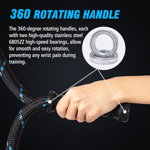 Supertrip Upgraded Weighted Jump Rope for Fitness Men Women Second Generation 360 Rotating Handles, 3.21LBS 3.38LBS 3.41LBS Polyester Heavy Skipping Rope for Exercise Workout Equipment