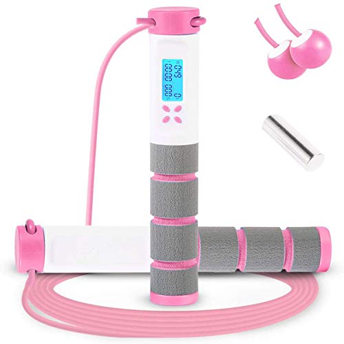 Jump Rope, Digital Weighted Handle Workout Jumping Rope with Calorie Counter for Training Fitness, Adjustable Exercise Speed Skipping Rope for Men, Women, Kids, Girls