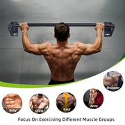 Wall Mounted Heavy Duty Pull Up Bar Doorway With Assist Band, Strength Training Pullups Bar for Doorframe, Thick Metal Sturdy Wall Hanging Bar, Wood Beam or Joist Mount Chin Up Bars 500 lbs