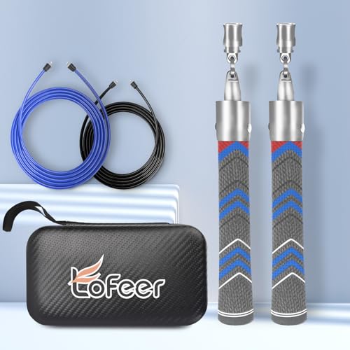 Weighted Jump Rope for Men Women with 110"&102" Abrasion-resistant Cable, Φ=6mm Crossropes jump rope with Rubber Grip,360 Degree Spin,Tangle Free,Suitable for Fitness Cardio,Boxing & Workout