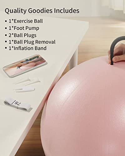 YOTTOY Anti-Burst Exercise Ball for Working Out, Yoga & Pregnancy, Extra Thick Workout Ball for Physical Therapy & Fitness