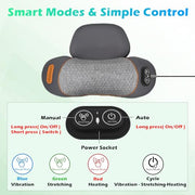 Non-Rechargeable (Plug-in Model) 3-in-1 Neck Vibrating Massager Pillow with Heat & Traction, Cervical Pillow Traction Massager for Neck Hump,Light Grey