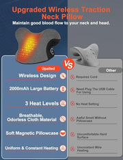 Wireless Heated Neck Stretcher for Pain Relief, Portable Cordless Neck Shoulder Cervical Traction Device with Graphene Heating Pad No Smell Magnetic Therapy Case Relaxer for TMJ Migraine Spine Alignme
