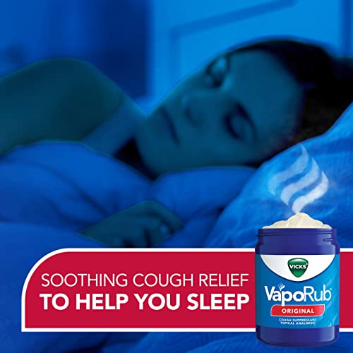 Vicks VapoRub, Original, Cough Suppressant, Topical Chest Rub & Analgesic Ointment, Medicated Vicks Vapors, Relief from Cough Due to Cold, Aches & Pains, 1.76oz each (pack of 3)