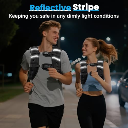 Weighted Vest for Woman Men, 6lb/8lb/12lb/16lb/20lb/30lb Weight Vest with Reflective Stripe, Weight Vests Adjustable for Walking, Weight Loss, Training, Running