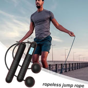 Skipping Rope with Counter, Gravity Ball Jump Rop, Counting Jump Rope, Cordless, Intelligent Digital Jump Rope, Adjustable Skipping Rope for Lose Weight- Black