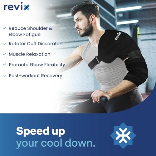 REVIX Arm Ice Pack Wrap for Pitchers – Shoulder and Elbow Ice Pack Reusable Cold Therapy Wrap for Baseball Pitcher Arm Recovery, Adjustable Compression Sleeve for Post-Workout Muscle Relief