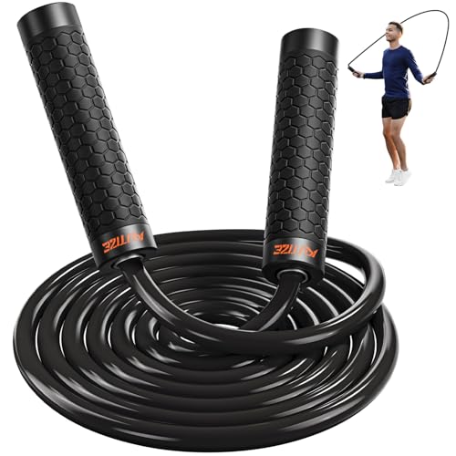 Jump Rope, Weighted Jump Rope for Home Gym, Adjustable 1lb Heavy Skipping Ropes for Fitness, Exercise Equipment for Men Women Kids, Portable Speed Jumping Rope, Full Body Workout at Home