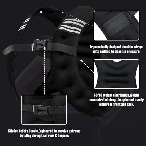 Weighted Vest Men or Women - 5/10/15/20/25/30lbs Weights with Reflective Stripe, Weighted Vest for Workout Equipment for Strength Training Running - Walking Weight Loss