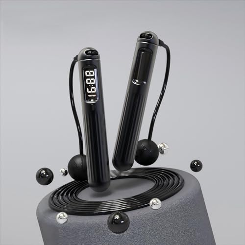 Jump Rope - Jump Rope for Men, Weighted Jump Rope, Jump Rope for Women, Adjustable Length, Smart App, LCD Counter, Durable PVC, 2-in-1 Ropeless & Traditional Modes for Home, Gym, Office, Outdoor Use