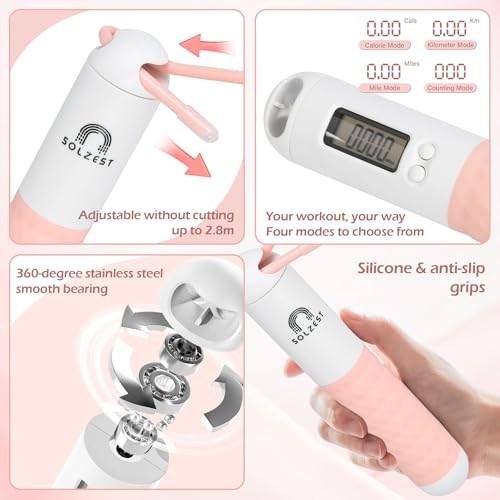 Jump Rope with Counter | Durable PVC Adjustable Skipping Rope | LED Digital Display Skipping Rope | Lightweight Smart Rope for Gym, Home, Indoor, Outdoor and CrossFit for Men and Women