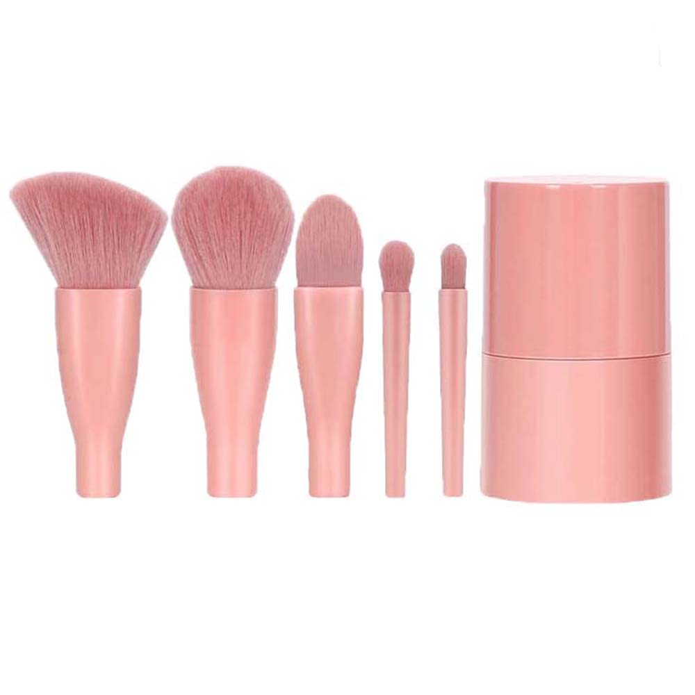 Easy-taken Travel Makeup Brush Set, COSHINE 5pcs Mini Complete Function Cosmetic Brushes Kit (5pcs with mirror)