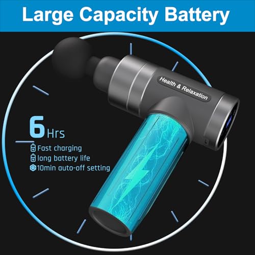 Massage Gun Deep Tissue,Birthday Gifts for Men Women,Gifts for Boyfriend Girlfriend - Neck Back Massager for Pain Relief Deep Tissue with 6 Heads & 5 Speeds,Prime Today 2025(Grey)