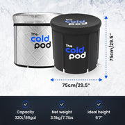 The Cold Pod Insulated Cold Plunge Tub Bundle - 85Gal Ice Bath Round Tubs with Energy Saving Multi-Layer Cover - Chiller Compatible&Silver Reflective