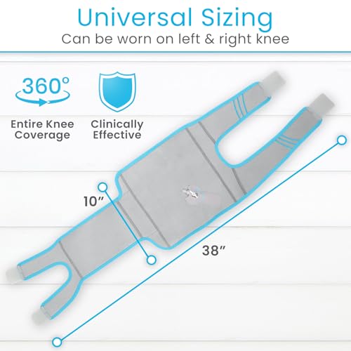 Vive Compression Knee Ice Wrap - Reusable Brace with Air Pump - Hot/Cold Therapy for Men, Women, Pain Relief, Swelling and Recovery Support - Adjustable and Inflatable Pack for Sports Injury Sprains