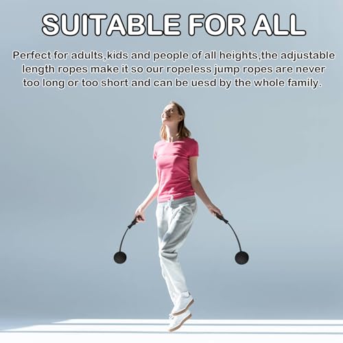 Jump Rope Ropeless Skipping Rope for Fitness Training Exercise, Adjustable Weighted Cordless Jump Rope for Men Women Kids