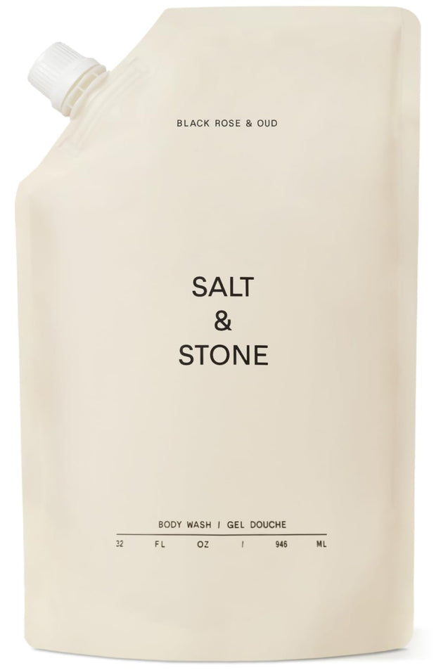 Salt & Stone Antioxidant-Rich Body Wash - Santal & Vetiver | Cleanse, Nourish & Soften Skin with Niacinamide & Hyaluronic Acid | Free From Parabens, Sulfates & Phthalates (15.2 fl oz)