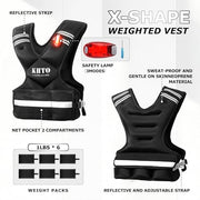 KHTO Adjustable Weighted Vest for Men and Women with Warning Light Reflective Strip，Large Weight Vest for Exercise Set Cardio and Strength Training (4-10lb/11-20lb/20-32lb)
