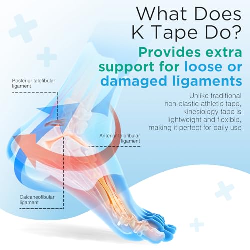 OK TAPE Precut Kinesiology Ankle Tape, 10 Pcs, Pain Relief, Prevent Ankle Sprain, Provide Support for Ankle Ligament, Elastic Athletic Tape, Breathable K Tape for Daily use - Beige