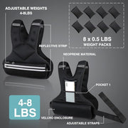 JoyPlus Adjustable Weight Vest,Strength Training Running Vest, Workout Equipment, Sport Exercise, Fitness, Weight Loss for Men 12LB, Women 8LB, Velcro or Buckle