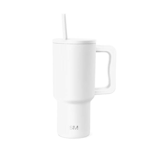 Simple Modern 40 oz Trek Tumbler with Handle and Straw Lid | Cup Holder Friendly Insulated Stainless Steel Travel Mug | Blue Dune