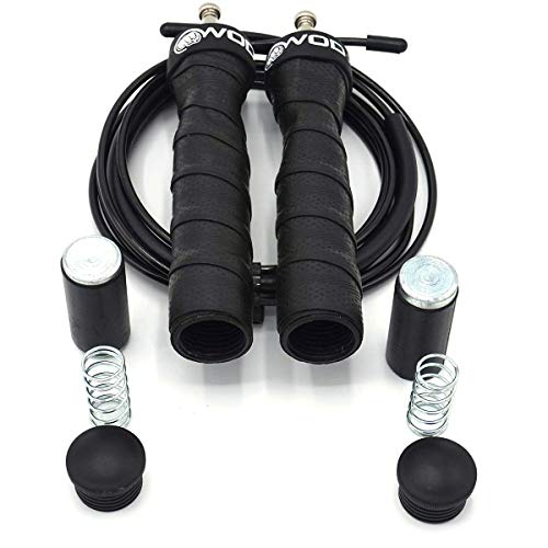WOD Nation Weighted Jump Rope for Women & Men - 1 Pound (1LB) Adjustable Heavy Speed Jump Rope Handles with Removable Weights 4Crossfit, Cross Training, Boxing.