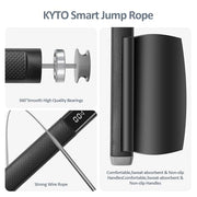 KYTO Smart Jump Rope, High Speed Jump Rope with Counter, Workout Jumping Rope with Steel Ball Bearings, Adjustable Length Speed Skipping Rope, Skipping Rope with App, Fitness Gifts for Adults, Kids