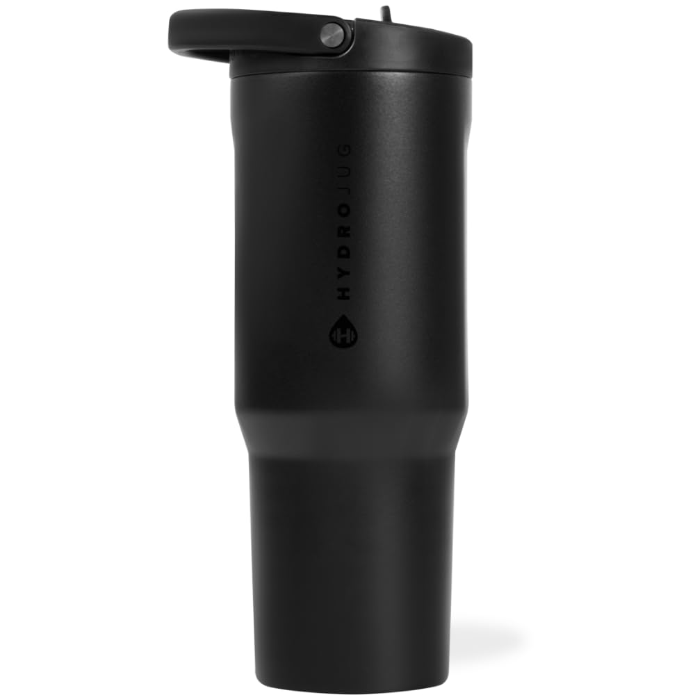 HydroJug Sport - Stainless Steel Tumbler with Straw, Vacuum Insulated, 32oz Leakproof Water Bottle, Ergonomic Design, Reusable, Dishwasher Safe, Rubber Base, Durable for Gym or Outdoors, Pink Sand