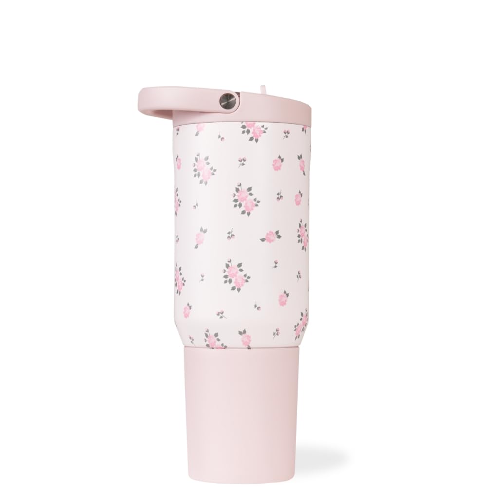 HydroJug Sport - Stainless Steel Tumbler with Straw, Vacuum Insulated, 32oz Leakproof Water Bottle, Ergonomic Design, Reusable, Dishwasher Safe, Rubber Base, Durable for Gym or Outdoors, Pink Sand