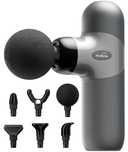 Mini Massage Gun, Percussion Muscle Massager for Back Pain Relief, Compact Sports Travel Massage Gun with 6 Massage Heads 4 Speeds, Gift for Her, Home, Athletes