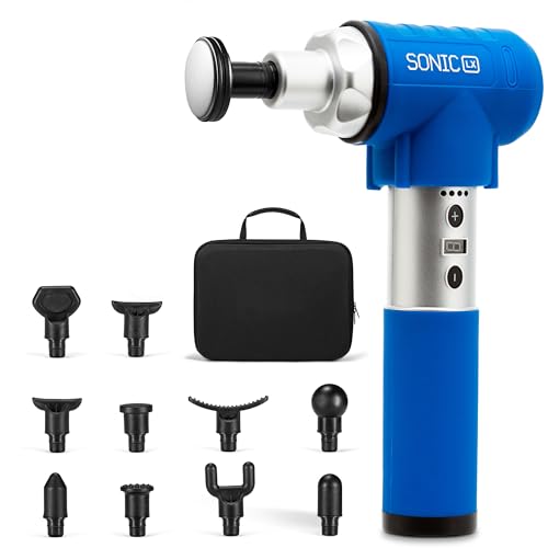 LifePro Sonic LX Athletic Heated Massage Gun – Deep Tissue Portable Massager for Muscle Recovery - 9 Speed & 10 Heads Massage Gun - Rechargeable Percussion Massager for Athletes & Sports Enthusiasts