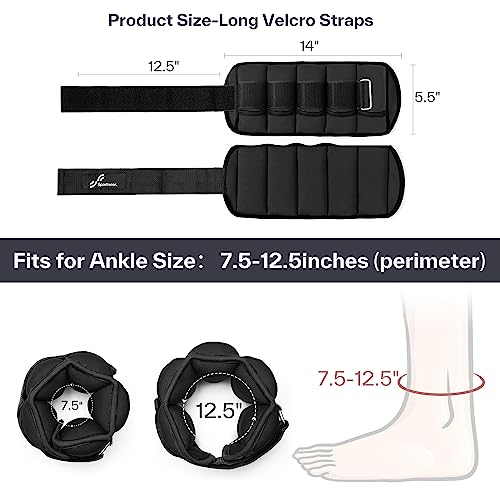 Sportneer Adjustable Ankle Weights 1 Pair 2 4 6 8 10 Lbs Leg Weight Straps for Women Men, Weighted Ankle Weights Set for Gym,Fitness, Workout,Walking, Jogging,1-5 lbs Each Ankle, 1 Pair 2-10 lbs