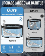 New Upgrade XL 139-Gallon Oval Ice Bath Tub - 6 Layered Portable Bathtub, Recessed Bathtubs Foldable with Cover Cold Plunge Tub for Athletes, Home Gym, Outdoor Recovery Use.