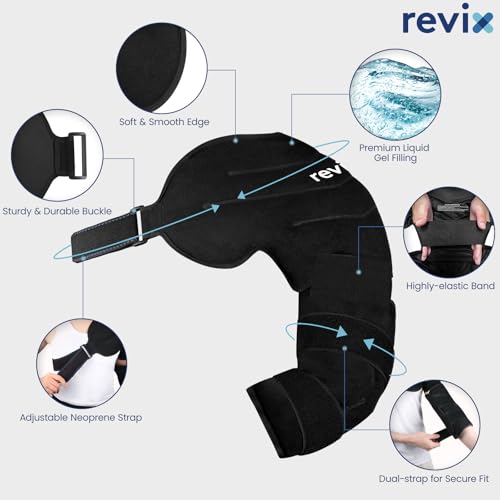 REVIX Arm Ice Pack Wrap for Pitchers – Shoulder and Elbow Ice Pack Reusable Cold Therapy Wrap for Baseball Pitcher Arm Recovery, Adjustable Compression Sleeve for Post-Workout Muscle Relief