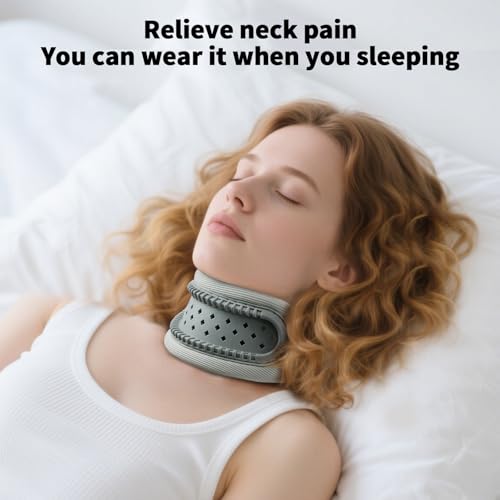 Neck Brace,Support Cervical Collar,Relieve Cervical Pain&Pressure,Soft Skin-Friendly Fabric,Memory Foam Wrapped in Silicone Breathable Hard Frame,One Size for Men&Women (Grey)