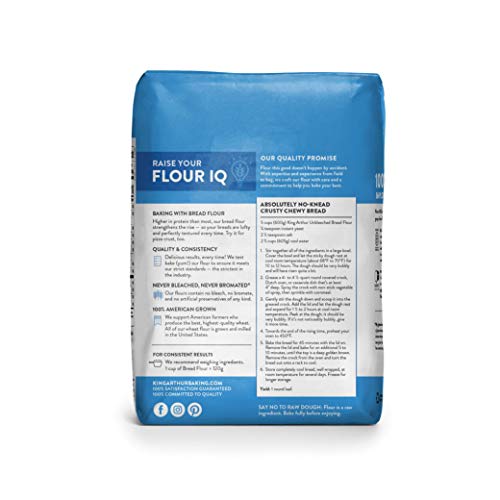 King Arthur Unbleached Bread Flour: Premium High-Protein 12.7% for Perfect Breads, Rolls & Pizza Dough - Non-GMO, Kosher Certified, No Preservatives - Ideal for Bread Machines & Artisan Baking - 5 lbs
