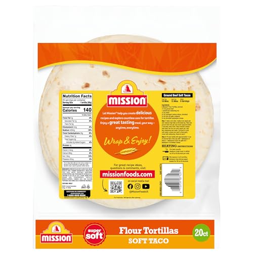 Mission Soft Taco Flour Tortillas, Small Size, 20 Count, Trans Fat Free