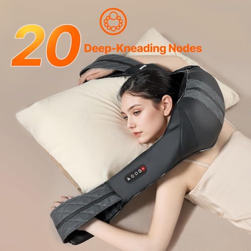 Neck Shoulder Massager with Heat - Cordless Back and Neck Massage Pain Relief Deep 5D Tissue Shiatsu Kneading Massager for Shoulder Back Leg Gifts for Mom Dad Men Women Her Him