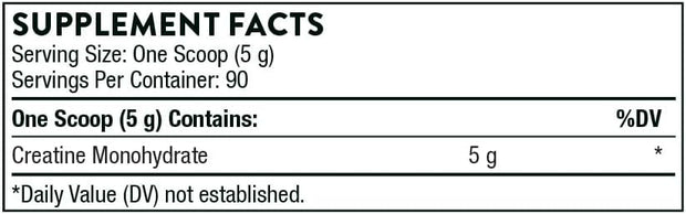 THORNE Creatine - Micronized Creatine Monohydrate Powder, Amino Acid Support for Muscles, Cellular Energy & Cognitive Function* - Unflavored - NSF Certified for Sport - 5 g per Serving - 90 Servings