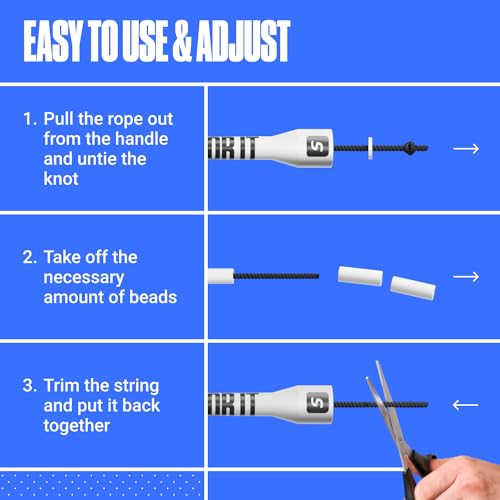 Sportbit Elite Beaded Jump Rope - Adjustable Speed Rope for Fitness, CrossFit, Boxing - Tangle-Free, Lightweight