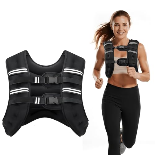 Weighted Vest, 8lb/12lb/16lb/20lb/25lb/30lb Weight Vest with Two Adjustment Straps for Men Women, Weight Vests with Reflective Stripe for Strength Training, Running, Jogging, Walking