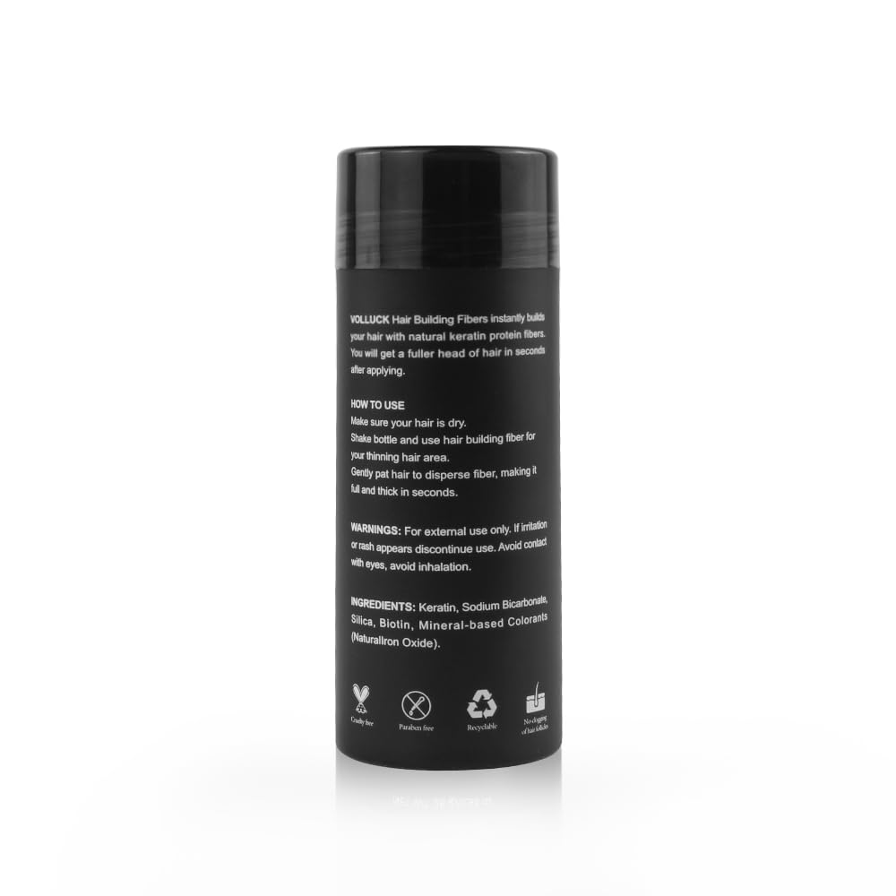 VOLLUCK Hair Fibers for Thinning Hair, Instant Coverage Hair Building Fibers for Women and men, Natural Hair Powder for Conceal Hair Loss 28 g (Dark Brown)