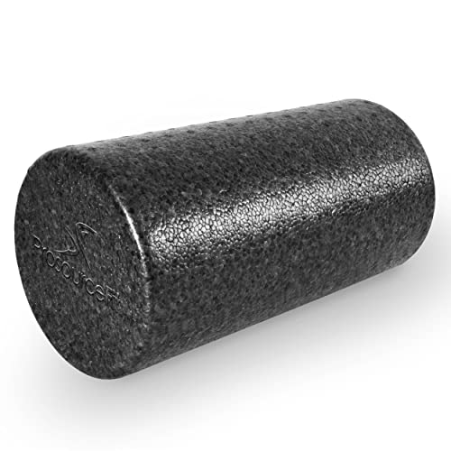 ProsourceFit High Density Foam Rollers 12 - inches Long, Firm Full Body Athletic Massage Tool for Back Stretching, Yoga, Pilates, Post Workout Muscle Recuperation, Black/Green