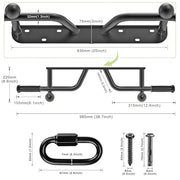 Pull Up Bar Wall Mount 440 LBS Capacity Doorway Chin Up Bar Multifunctional Steel Chinup Bar with with Resistance Band Hooks for Indoor Home Gym Garage